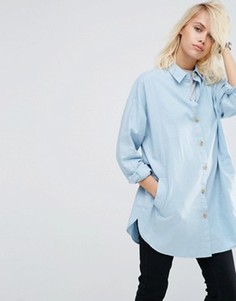 Мягкая саржевая oversize‑рубашка ASOS - Синий