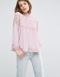 Нарядная кружевная блузка Fashion Union - Фиолетовый
