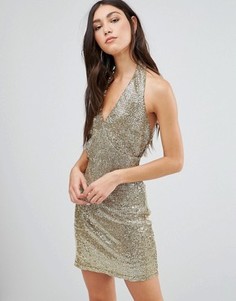 Платье-футляр с лямкой через шею Glamorous - Золотой