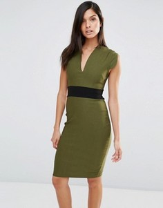 Платье-футляр с короткими рукавами и поясом Vesper - Зеленый