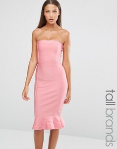 Премиальное бандажное платье с оборкой по краю Missguided Tall Exclusive - Розовый