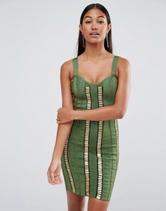 Платье с золотистыми планками WOW Couture - Зеленый