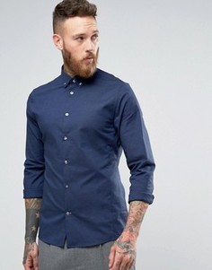 Строгая оксфордская рубашка узкого кроя Hoxton Shirt Company - Темно-синий