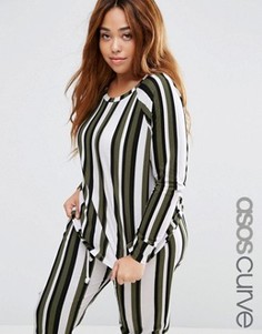 Свитшот для дома в полоску цвета хаки ASOS CURVE - Мульти