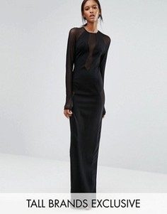 Черное платье макси с длинными рукавами и сетчатыми вставками TTYA Seredo - Черный Taller Than Your Average