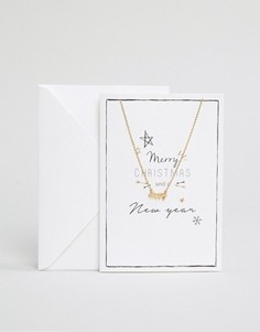 Ожерелье с подарочной открыткой Orelia Merry Christmas - Золотой