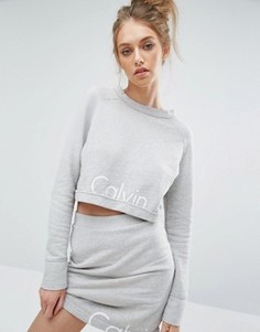 Комбинируемый укороченный свитшот с логотипом Calvin Klein Jeans - Серый