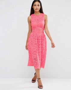 Кружевное платье миди без рукавов с вырезом на талии AX Paris - Розовый