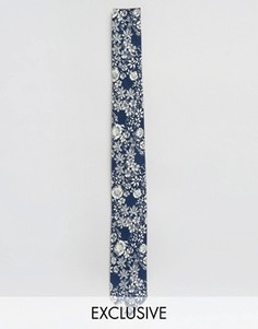 Галстук с цветочным принтом Noose & Monkey - Темно-синий