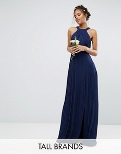 Плиссированное платье макси TFNC Tall Wedding - Темно-синий