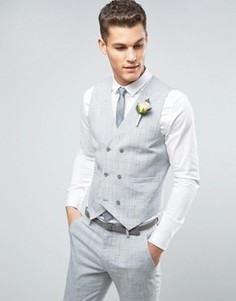Приталенный жилет в крапинку с цветочным принтом на подкладке ASOS WEDDING - Серый