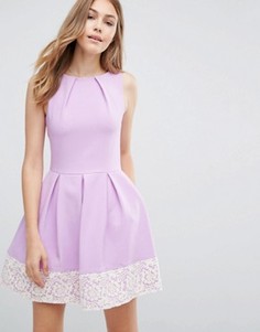 Приталенное платье с кружевным подолом Closet - Фиолетовый