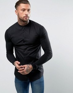 Рубашка скинни с трикотажными рукавами SikSilk - Черный