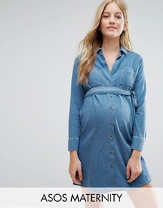 Платье-рубашка с ремнем ASOS MATERNITY - Синий