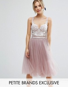 Платье для выпускного с корсетным топом и тюлевой юбкой Chi Chi Petite - Розовый
