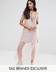 Платье из прозрачной сетки Glamorous Tall - Розовый