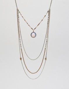 Длинное многоярусное ожерелье с камнем настроения ASOS - Мульти