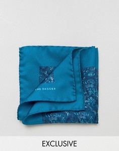 Шелковый платок для нагрудного кармана с принтом пейсли Heart & Dagger - Синий