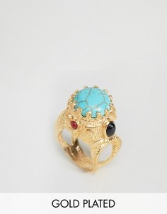 Броское кольцо с полудрагоценным камнем Ottoman Hands - Золотой