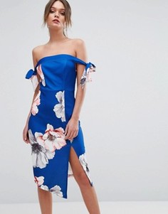 Платье миди с открытыми плечами и цветочным принтом Ginger Fizz - Мульти