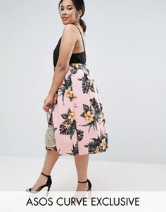 Юбка для выпускного с цветочным принтом ASOS CURVE - Мульти