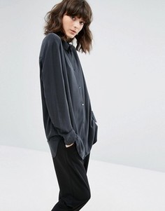 Бархатистая рубашка из модала Weekday - Черный