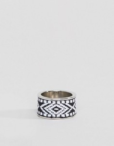 Серебристое кольцо с ацтекским узором Icon Brand - Серебряный