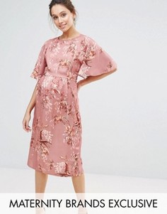 Платье миди в стиле кимоно с цветочным принтом Hope & Ivy Maternity - Розовый