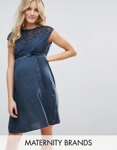 Платье с кружевным топом Mamalicious Maternity - Темно-синий Mama.Licious