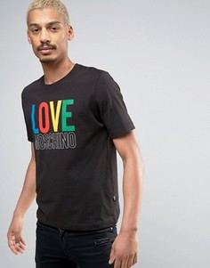 Футболка с разноцветным логотипом Love Moschino - Черный