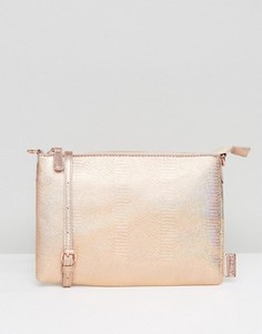 Розовая голографическая плоская сумка через плечо LAMODA - Золотой