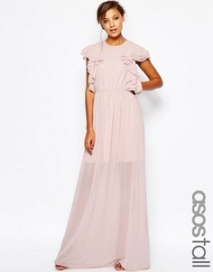 Платье макси с рюшами спереди ASOS TALL - Розовый