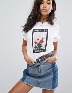 Oversize-футболка с принтом горящих роз Wasted Paris - Белый