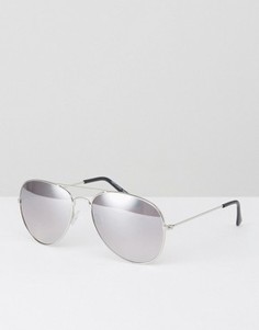 Серебристые солнцезащитные очки-авиаторы New Look - Серебряный