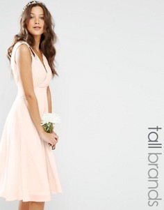 Платье миди для выпускного с декорированными плечиками TFNC Tall WEDDING - Розовый