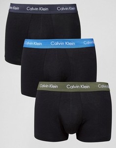Набор из 3 хлопковых стретчевых боксеров-брифов с заниженной талией Calvin Klein - Черный