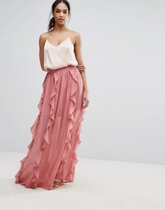 Шифоновая юбка макси с оборками Boohoo - Розовый