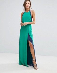 Длинное двухцветное платье BCBG MAXAZRIA - Зеленый