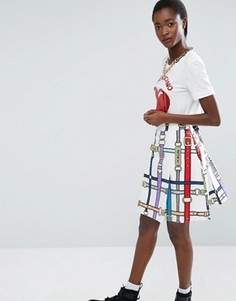 Юбка с принтом ремней Love Moschino - Белый