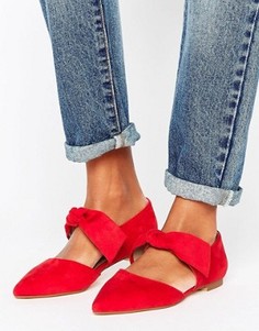 Туфли на плоской подошве с острым носком и бантиками Lost Ink - Красный