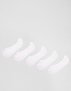 5 пар белых невидимых носков ASOS - СКИДКА - Белый