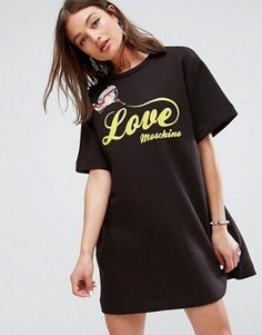 Платье-футболка с принтом Love Moschino - Черный