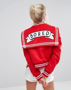 Университетская куртка с надписью Bored Lazy Oaf - Красный