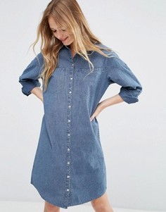 Фактурное джинсовое платье‑рубашка ASOS - Синий