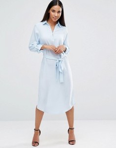 Платье-рубашка миди с длинными рукавами AX Paris - Синий