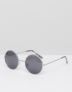 Круглые солнцезащитные очки в матовой серебристой оправе ASOS - Серебряный