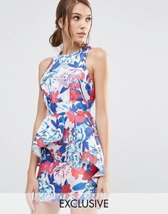 Платье-футляр с баской и принтом True Violet - Мульти