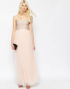 Платье макси с тюлевой юбкой Needle & Thread Coppelia - Розовый