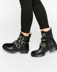 Кожаные ботинки с заклепками и пряжками ALDO - Черный