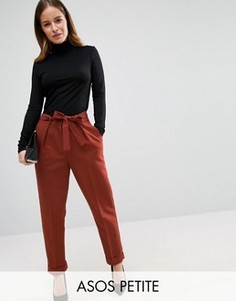 Тканые брюки-галифе с поясом оби ASOS PETITE - Коричневый